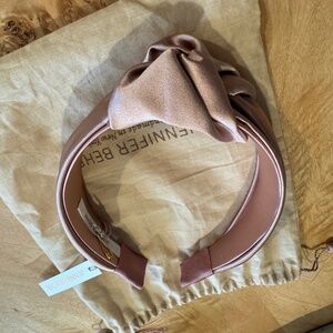 NWT Jennifer Behr Samaya Silk Top Knot Headband, Dusty Rose Pink, One Size
